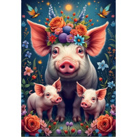 ALIPSON Puzzle Prasacia rodinka na prechádzke 1000 dielikov