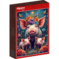 ALIPSON Puzzle Prasacia rodinka na prechádzke 1000 dielikov