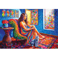 MAGNOLIA Puzzle Žena s mačkou 1000 dielikov