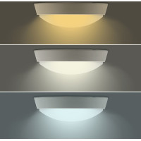 Solight LED vonkajšie osvetlenie, nastaviteľná teplota svetla - 3CCT, 15/18/20W, 1800lm, 22cm, 2v1 - biely a čierny kryt