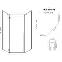 Sprchovací kút REA DIAMOND 90x90 cm - brúsený zlatý