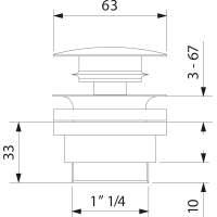 Sapho Umývadlová výpusť 5/4“, click-clack, veľká zátka, 5-65mm, keramika biela CV1110C