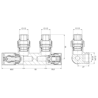 Aqualine R-START pripojovacia sada ventilov pre stredové pripojenie, biela SR230W