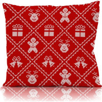 Vianočná obliečka na vankúš HOLLY JOLLY Vianočná výšivka 45x45 cm - červená