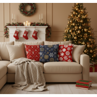 Vianočná obliečka na vankúš HOLLY JOLLY Vianočná výšivka 45x45 cm - červená