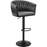 Barová židle COFTON Velvet - grafitová/černá