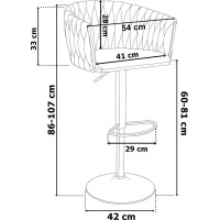 Barová židle COFTON Velvet - grafitová/černá