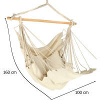 Závesné hojdacie kreslo s podnožkou 130 cm - béžové