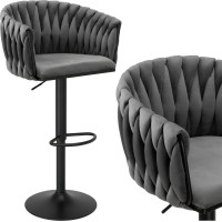 Barová židle COFTON Velvet - grafitová/černá