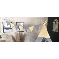 Dekoračná zástavková girlanda BOHO - šedá/béžová