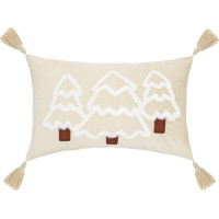 Obliečka na vankúš TREE LIGHT GLOW so strapcami 30x50 cm - biela