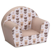 Detské kresielko MINI - Medvedíky - biele / hnedé Detské kresielko MINI - Medvedíky - biele / hnedé