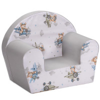 Detské kresielko MINI - Medvedík v lietadle - biele / šedé