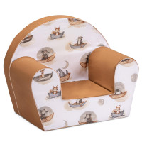 Detské kresielko MINI - Zvieratká na lodičkách - biele/hnedé Detské kresielko MINI - Zvieratká na lodičkách - biele/hnedé