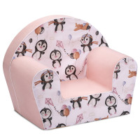 Detské kresielko MINI - Tučniaky - biele/ružové