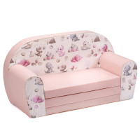 Detská rozkladacia MINI pohovka Dinosaury - krémová/ružová Detská rozkladacia MINI pohovka Dinosaury - krémová/ružová