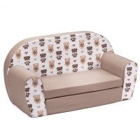 Detská rozkladacia MINI pohovka Medvedíky - biela / hnedá Detská rozkladacia MINI pohovka Medvedíky - biela / hnedá