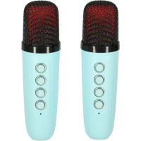 Sada karaoke reproduktora Bluetooth + 2 mikrofóny - modrý