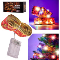 Svietiaca dekoratívna LED stuha 100 LED na vianočný stromček - viacfarebná