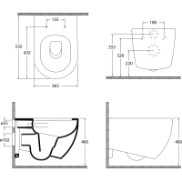 Isvea INFINITY závesná WC misa, Vortex Rimless, 36, 5x53cm, biela 10NF02003