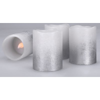 Solight sada LED sviečok s časovačom, 4x sviečka, 6,5 cm, strieborná farba, 4xCR2032 súčasťou