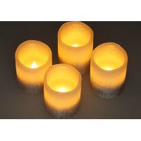Solight sada LED sviečok s časovačom, 4x sviečka, 6,5 cm, strieborná farba, 4xCR2032 súčasťou