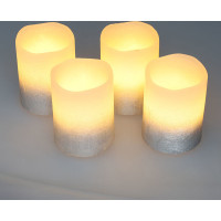 Solight sada LED sviečok s časovačom, 4x sviečka, 6,5 cm, strieborná farba, 4xCR2032 súčasťou