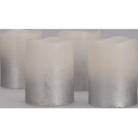 Solight sada LED sviečok s časovačom, 4x sviečka, 6,5 cm, strieborná farba, 4xCR2032 súčasťou