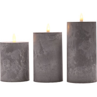 Solight sada LED sviečok s časovačom, 3x sviečka, 10/13/15cm, šedá, 2xAA