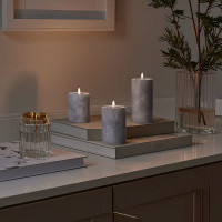 Solight sada LED sviečok s časovačom, 3x sviečka, 10/13/15cm, šedá, 2xAA