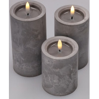 Solight sada LED sviečok s časovačom, 3x sviečka, 10/13/15cm, šedá, 2xAA