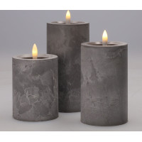 Solight sada LED sviečok s časovačom, 3x sviečka, 10/13/15cm, šedá, 2xAA