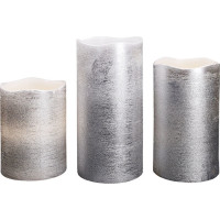 Solight sada LED sviečok, 3x sviečka, 10/13/16cm, strieborná farba, 3x AAA