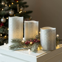 Solight sada LED sviečok, 3x sviečka, 10/13/16cm, strieborná farba, 3x AAA