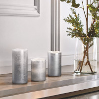 Solight sada LED sviečok, 3x sviečka, 10/13/16cm, strieborná farba, 3x AAA