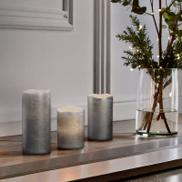 Solight sada LED sviečok, 3x sviečka, 10/13/16cm, strieborná farba, 3x AAA