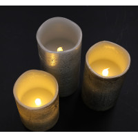 Solight sada LED sviečok, 3x sviečka, 10/13/16cm, strieborná farba, 3x AAA