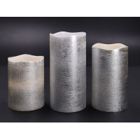 Solight sada LED sviečok, 3x sviečka, 10/13/16cm, strieborná farba, 3x AAA