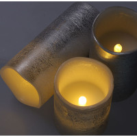 Solight sada LED sviečok, 3x sviečka, 10/13/16cm, strieborná farba, 3x AAA