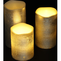 Solight sada LED sviečok, 3x sviečka, 10/13/16cm, strieborná farba, 3x AAA