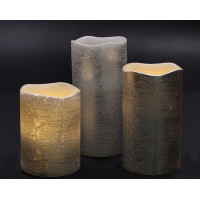 Solight sada LED sviečok, 3x sviečka, 10/13/16cm, strieborná farba, 3x AAA