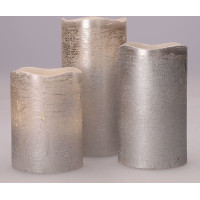 Solight sada LED sviečok, 3x sviečka, 10/13/16cm, strieborná farba, 3x AAA