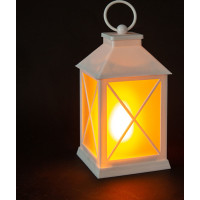 Solight LED vianočný lampáš biely, 20cm, časovač, 2x AA