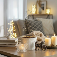 Solight LED vonkajšia dekorácia vianočný stromček, 85x LED, časovač, 68cm, 3x AA