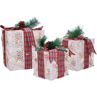 Solight sada 3 LED vianočných darčekov, 48x LED, IP44, 230V