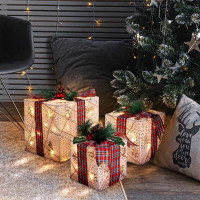 Solight sada 3 LED vianočných darčekov, 48x LED, IP44, 230V