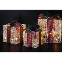 Solight sada 3 LED vianočných darčekov, 48x LED, IP44, 230V