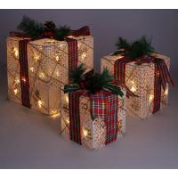 Solight sada 3 LED vianočných darčekov, 48x LED, IP44, 230V