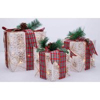 Solight sada 3 LED vianočných darčekov, 48x LED, IP44, 230V