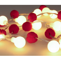 Solight LED vianočná retiazka červená-biela, 20x LED, 1,5m, 2xAA